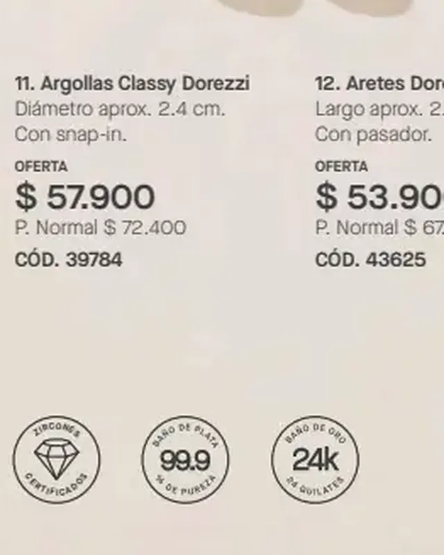 Argollas Cristal - Platinium Cristal