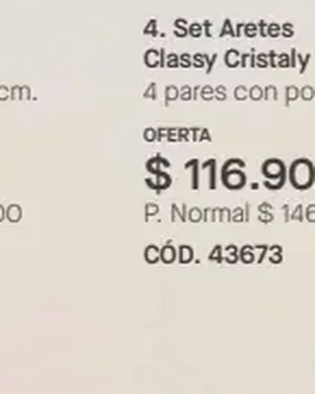 Set Aretes Classy Cristaly - 4 pares